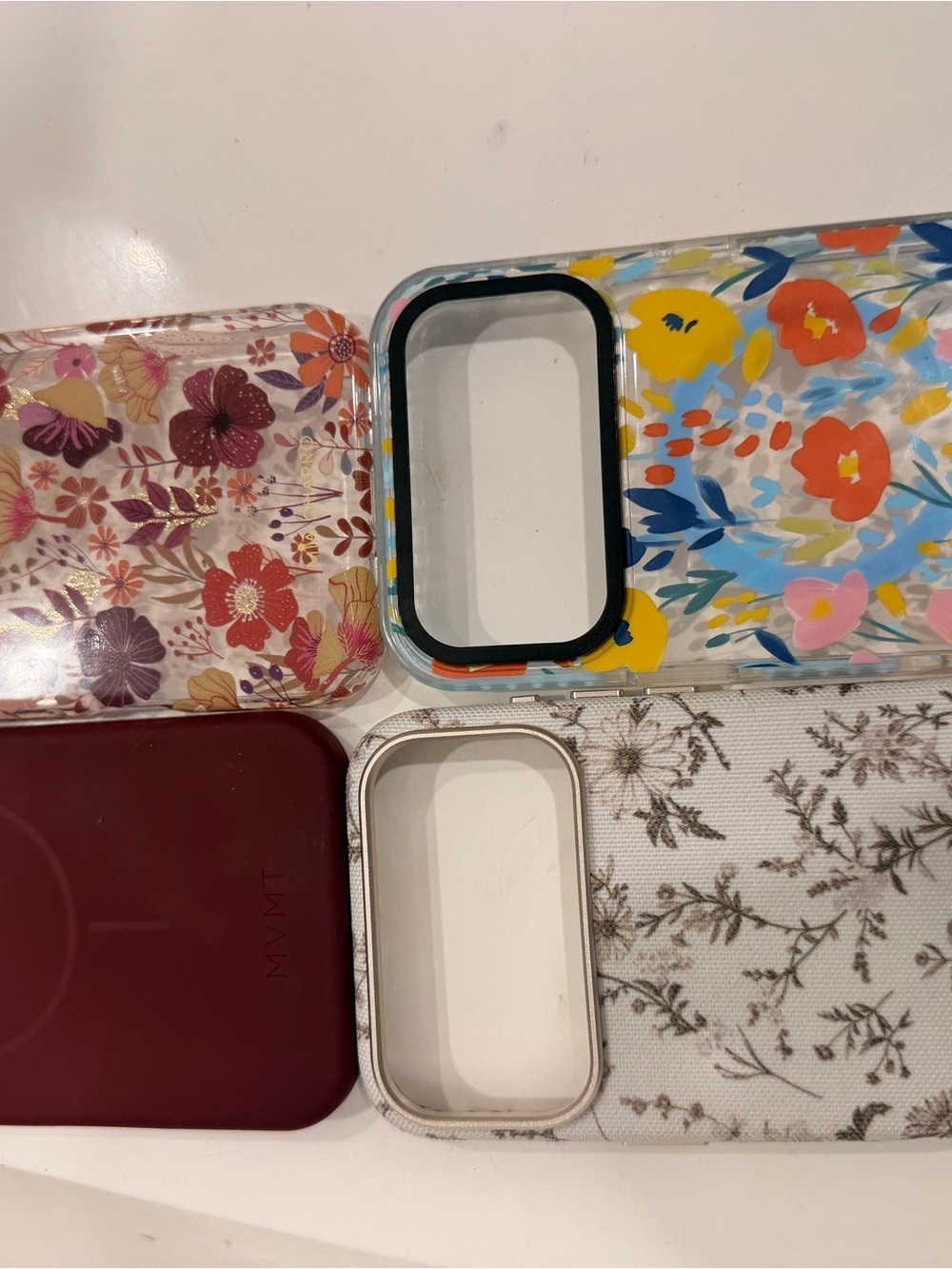 Assorted Floral Phone Cases - Clear, Multicolor, Burgundy